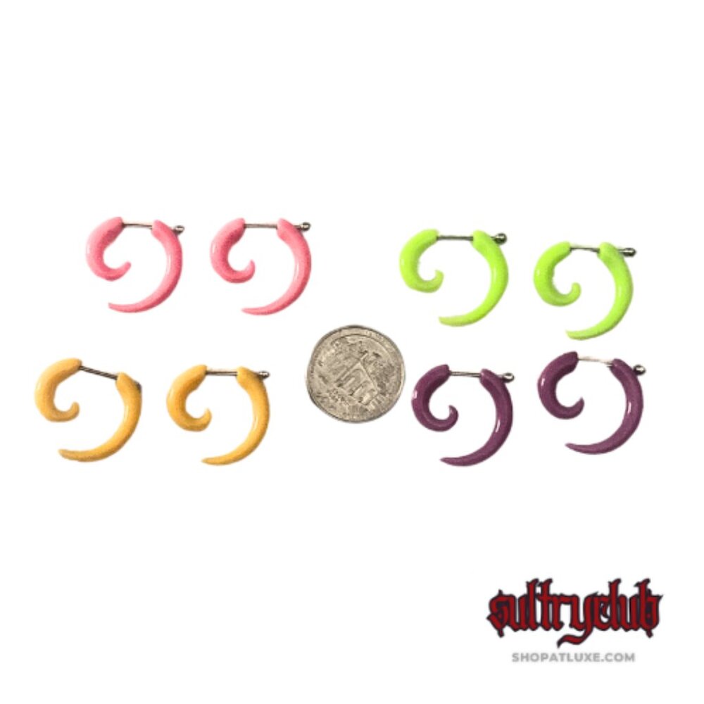Four Pair of Acrylic Ear Gauge Spiral Cheater Tapers